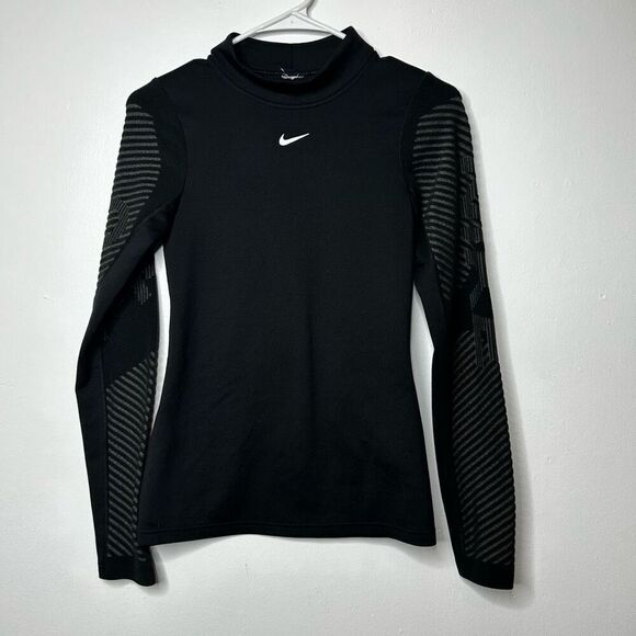 Nike Therma-FITADV Black Long Sleeve Workout Top Size S Athletic Athleisure Fall - Picture 1 of 8